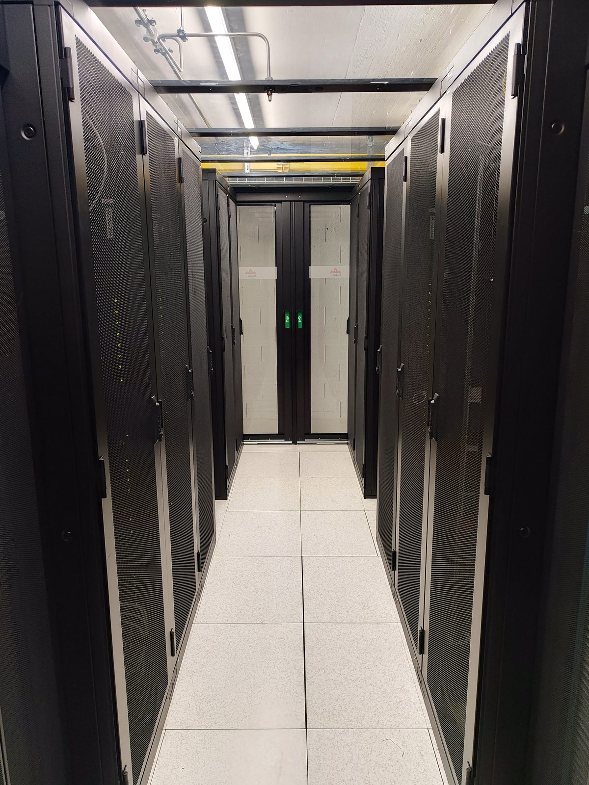 Rack infrastructure in the high-density room of the Crissier datacenter